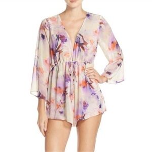 Show Me Your MuMu Purple and Pink Floral Romper swim cover-up